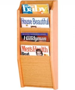 Wooden Mallet 4 Pocket Oak Wall Rack Light Oak