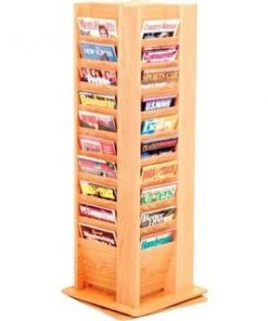 Wooden Mallet 40 Pocket Revolving Floor Display Light Oak