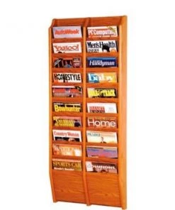 Wooden Mallet 20 Pocket Oak Wall Rack Medium Oak