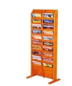 Wooden Mallet 20 Pocket Free Standing Oak Display Medium Oak