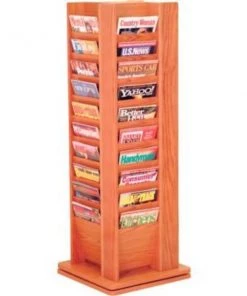 Wooden Mallet 40 Pocket Revolving Floor Display Medium Oak