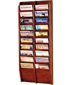 Wooden Mallet 20 Pocket Oak Wall Rack Mahogany