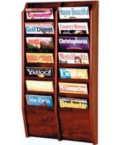 Wooden Mallet 14 Pocket Oak Wall Rack Mahogany