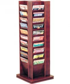 Wooden Mallet 40 Pocket Revolving Floor Display Mahogany