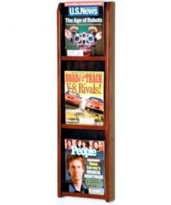 Wooden Mallet 3 Pocket Oak & Acrylic Wall Rack Mahogany