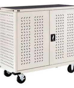 Global Equipment Mobile Charging Cart for 24 Chromebooks Tablets, Putty, Unassembled