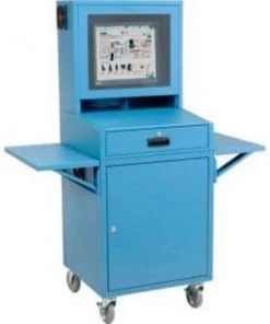 Global Equipment Mobile Security LCD Computer Cabinet Enclosure Complete Bundle, Blue