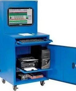 Global Equipment Deluxe LCD Industrial Computer Cabinet, Blue, Unassembled