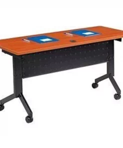 Global Equipment Interion Flip-Top Training Table, 60"L x 24"W, Cherry