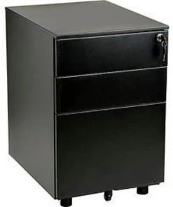 Global Equipment Interion 3 Drawer Low File Cabinet - Black