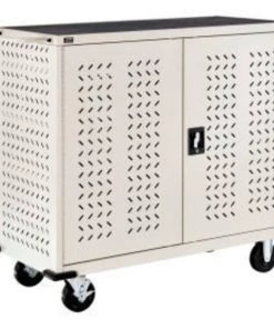 Global Equipment Mobile Charging Cart for 24 Chromebooks Tablets, Putty, Assembled