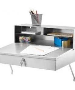 Global Equipment Wall Mount Shop Desk, 24"W x 22"D, Stainless Steel