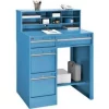 Global Equipment Pedestal Shop Desk w/ 4 Drawers Shelf, 38"W x 29"D, Blue