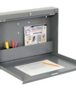 Global Equipment Wall Mounted Fold Down Shop Desk, 20"W x 3-3/8"D, Gray