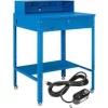 Global Equipment Flat Surfaced Shop Desk w/ Riser Outlets, 34-1/2"W x 30"D, Blue