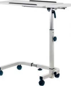 Global Equipment Tilting Adjustable Height Mobile Laptop Desk, 30"W, White