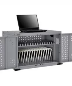 Global Equipment 16-Device Charging Cabinet For Chromebooks and Tablets, Gray, Unassembled