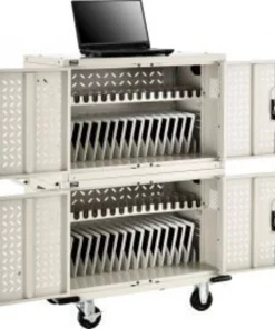 Global Equipment 32-Device Charging Cart for Chromebooks and Tablets, Putty, Assembled