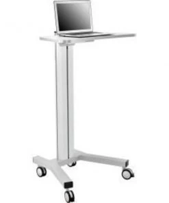 Global Equipment Mobile Height Adjustable Laptop Workstation with 4-Outlet Power Strip