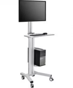 Global Equipment Global¿ Mobile Height Adjustable Desktop Computer Workstation with 4-Outlet Power Strip