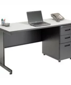 Global Equipment Interion Office Desk With 3 Drawers, 60"W x 24"D - Gray