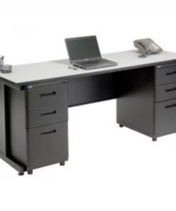 Global Equipment Interion Office Desk with 6 drawers - 72" x 24" - Gray