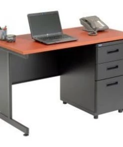 Global Equipment Interion Office Desk with 3 Drawers - 48" x 24" - Cherry