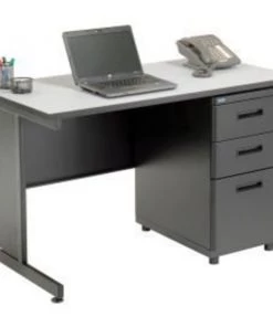 Global Equipment Interion Office Desk with 3 Drawers - 48" x 24" - Gray
