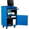 Global Equipment Mobile Computer Cabinet, 27"W x 24"D x 49-1/2"H, Blue, Unassembled