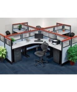 Global Equipment Interion Pre-Configured 4 Person Office Cubicle