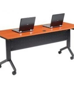 Global Equipment Interion Flip-Top Training Table, 72"L x 24"W, Cherry