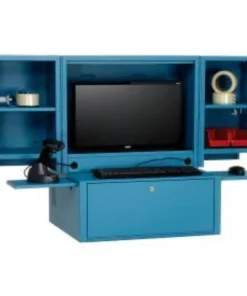 Global Equipment Counter Top Fold-Out Computer Security Cabinet, Blue