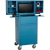 Global Equipment Mobile Fold-Out Computer Security Cabinet, Blue, Unassembled