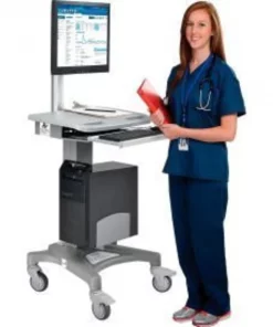 Global Equipment Mobile Sit-Stand Computer Workstation, Gray