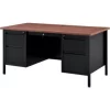 Global Equipment Interion Steel Teachers Desk 60x30 - Mahogany Top with Black Frame