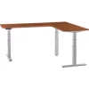 Global Equipment Interion L-Shaped Electric Height Adjustable Desk, 72"W x 24"D, Cherry W/ Gray Base