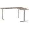 Global Equipment Interion L-Shaped Electric Height Adjustable Desk, 60"W x 24"D, Gray W/ Gray Base