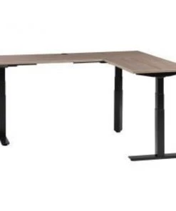 Global Equipment Interion L-Shaped Electric Height Adjustable Desk, 72"W x 24"D, Gray W/ Black Base