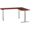 Global Equipment Interion L-Shaped Electric Height Adjustable Desk, 60"W x 24"D, Mahogany W/ Gray Base