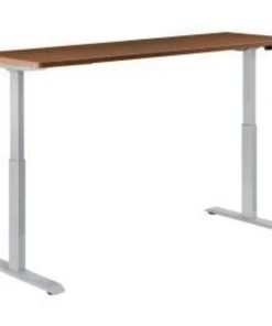 Global Equipment Interion Electric Height Adjustable Desk, 72"W x 30"D, Walnut W/ Gray Base