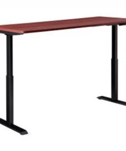 Global Equipment Interion Electric Height Adjustable Desk, 60"W x 30"D, Mahogany W/ Black Base