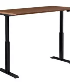 Global Equipment Interion Electric Height Adjustable Desk, 60"W x 30"D, Walnut W/ Black Base