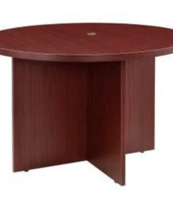 Global Equipment Interion 42" Round Conference Table - Mahogany