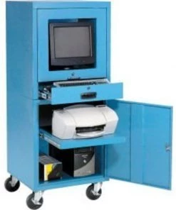 Global Equipment Mobile Security Computer Cabinet, Blue, Unassembled