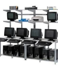 Global Equipment 96" Computer LAN Workstation, 96"W x 30"D x 74"H, Gray, Unassembled