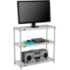 Global Equipment Nexelate Silver Epoxy (3) Shelf Media Stand, 72"W x 14"D x 34"H