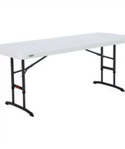 Global Equipment Lifetime Commercial Adjustable Height Folding Table, 30" x 72", Almond