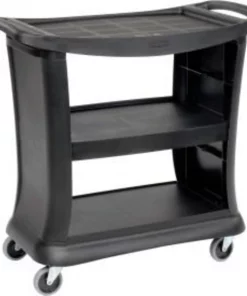 Rubbermaid Commercial Products Rubbermaid® Executive Service Cart W/Enclosed Ends, 3 Shelf, 39"Lx21"W, Black