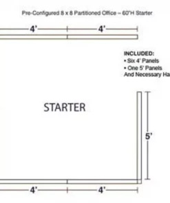 Global Equipment Interion Pre-Configured Office Cubicle - 8'W x 8'D x 60"H - Starter Kit - Blue