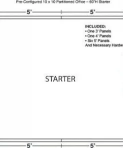 Global Equipment Interion Pre-Configured Office Cubicle - 10'W x 10'D x 60"H - Starter Kit - Blue